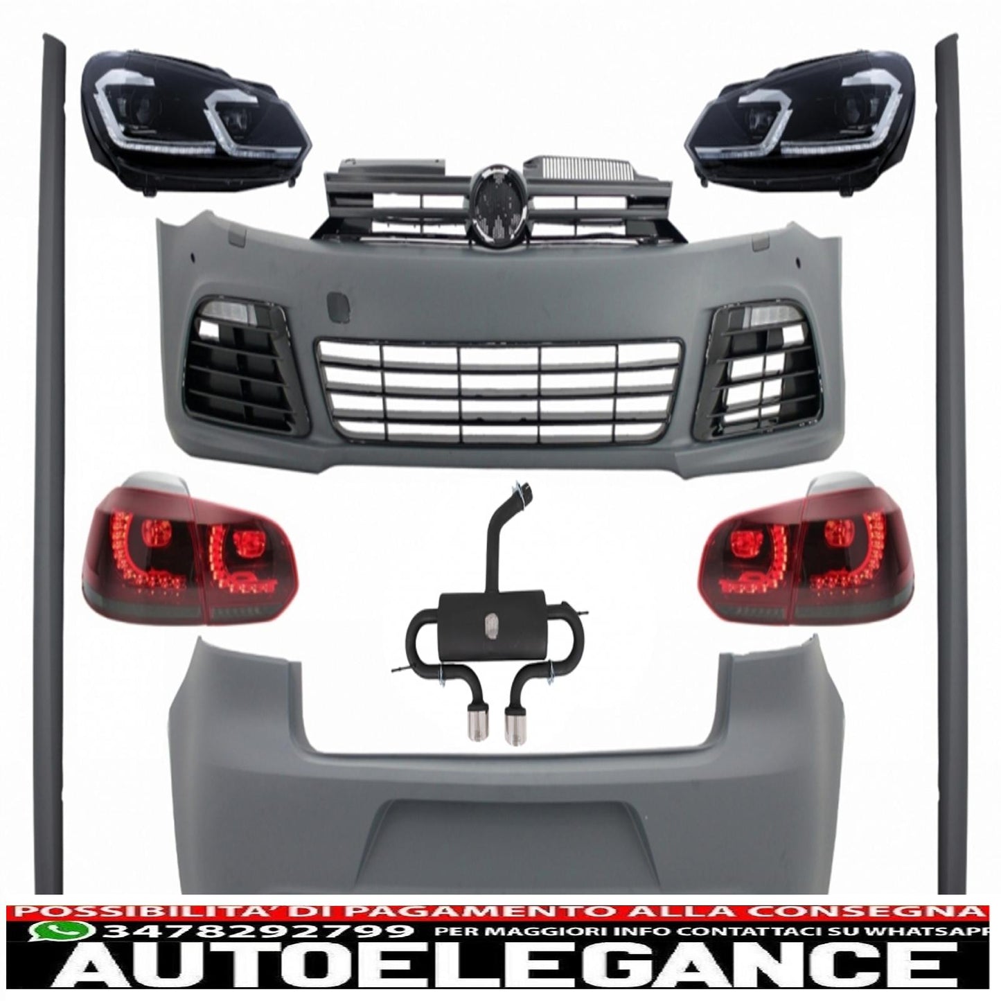 complete body kit suitable for vw golf vi 6 mk6 (2008-2013) exhaust system design r20 catback silencer