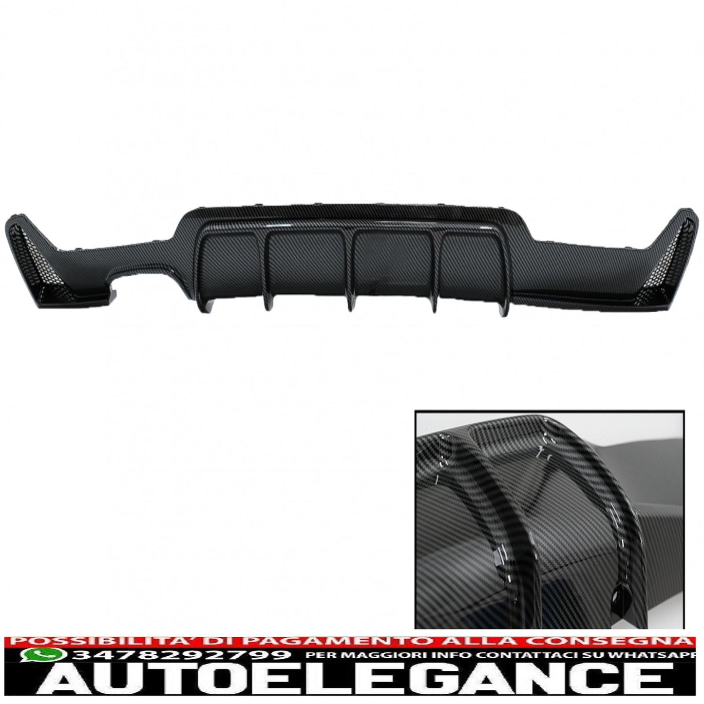 Rear bumper diffuser suitable for bmw 4 series f32 f33 f36 (2013-2019) coupe cabrio m performance design carbon film covering left double outlet