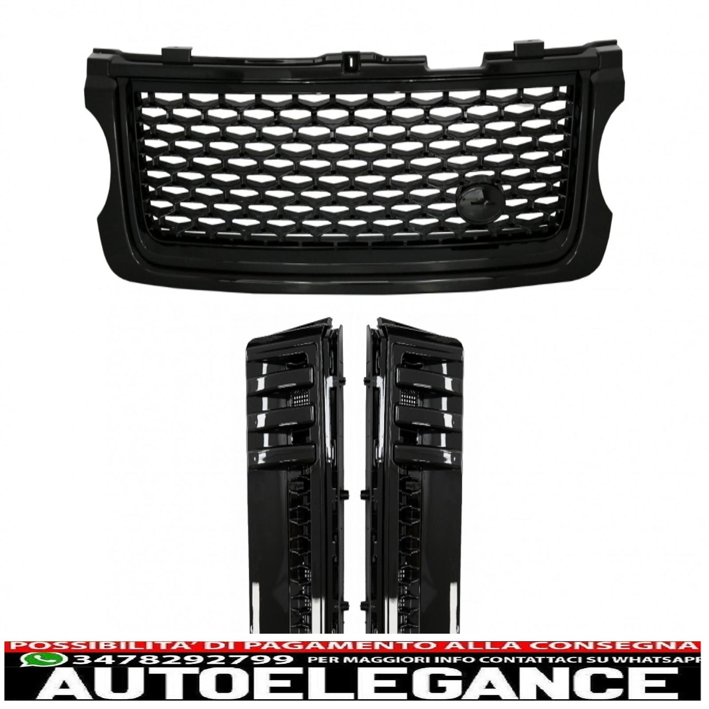 central grille and side air intakes group suitable for land rover vogue iii l322 (2010-2012) autobiography look all black edition