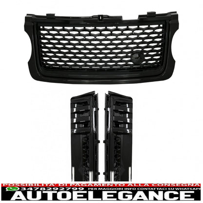central grille and side air intakes group suitable for land rover vogue iii l322 (2010-2012) autobiography look all black edition