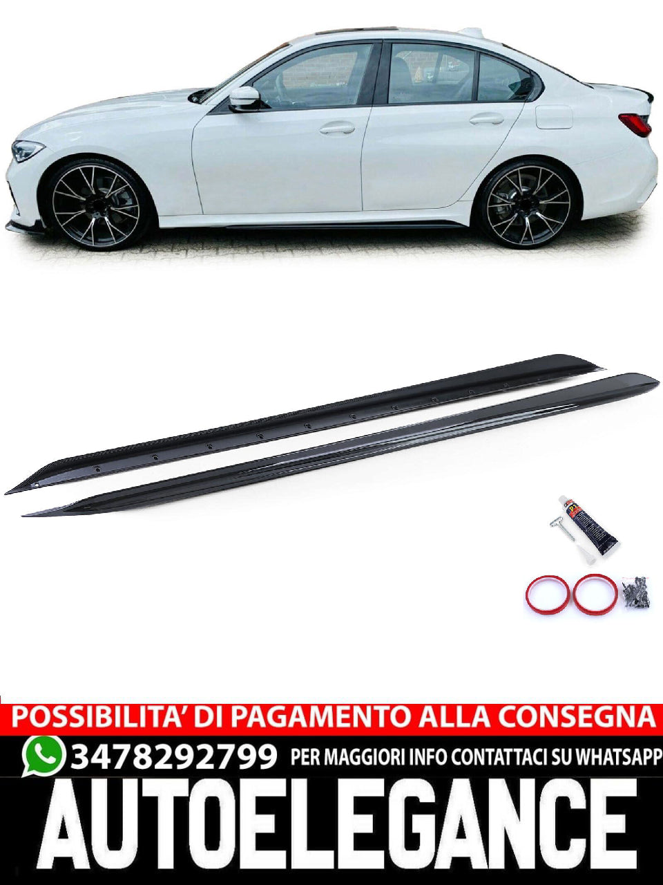 Side Door Sill Plate r Gloss Black compatible for BMW 3 Series G20 G21 from 18 