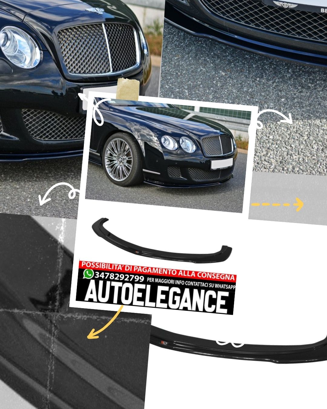 SPLITTER ANTERIORE COMPATIBILE PER V.1 BENTLEY CONTINENTAL GT  (2009-2012)