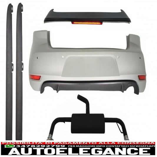 Rear bumper roof spoiler with led stop light suitable for vw golf 6 vi (2008-2012) exhaust system and side skirts gti design