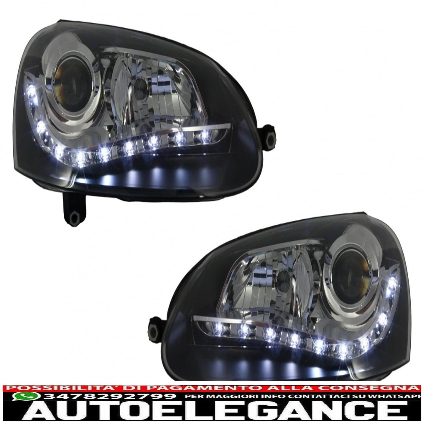 daytime running lights suitable for vw golf v 5 (2003-2009) black