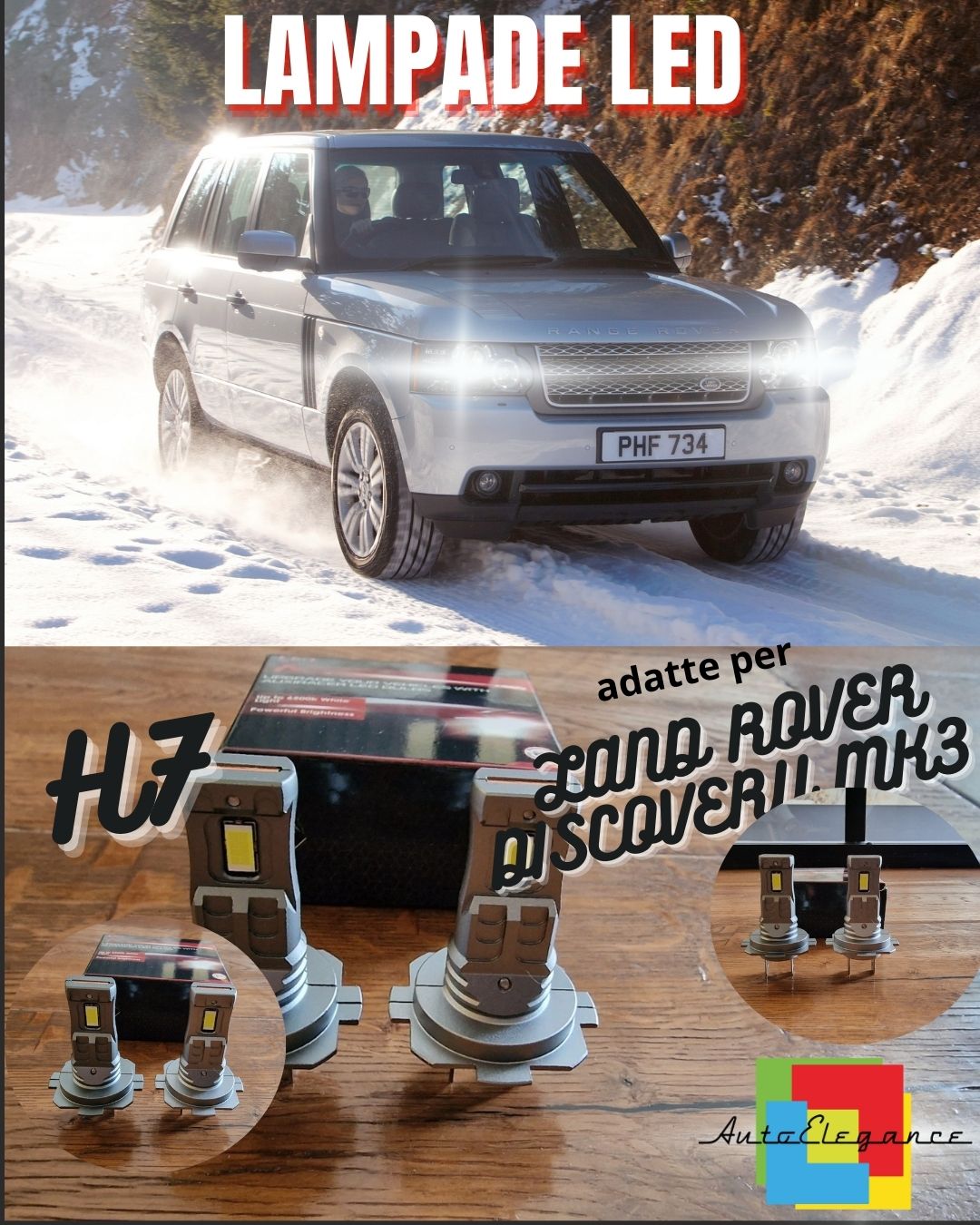 KIT LED H7 LAND ROVER DISCOVERY MK3 6000K BIANCO 6000 LUMEN CANBUS ANABBAGLIANTI