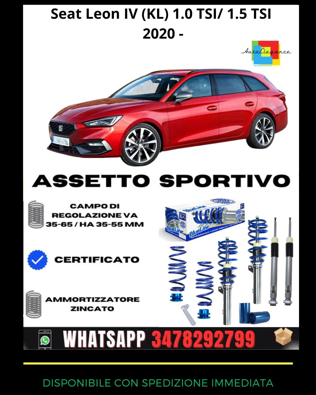 🔥Assetto sportivo adatto per Seat Leon IV (KL) 1.0 TSI/ 1.5 TSI 2020 -🔥