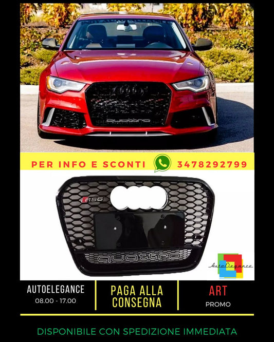 ✨Griglia anteriore principale NERA LUCIDA PER Audi RS6 Style A6 S6 C7 13-15✨