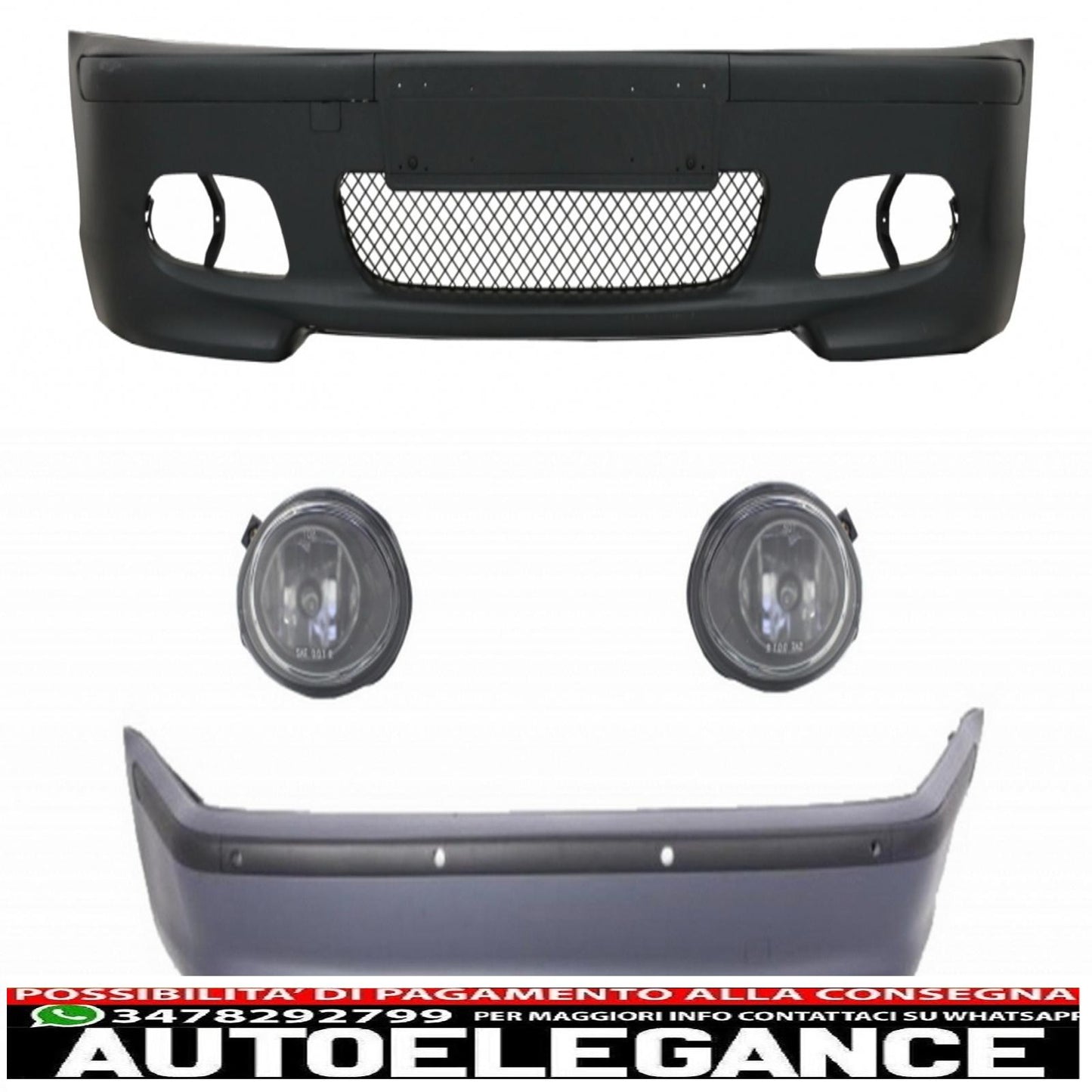 body kit suitable for bmw 3 series e46 sedan (1998-2004) bumper with pdc and fog lights m-technik design