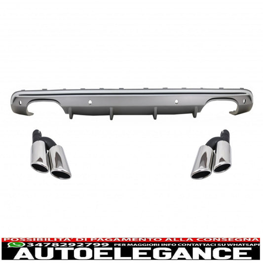 Rear diffuser double outlet with exhaust tips suitable for audi q5 8r facelift (2009-2016) only s-line bumper 