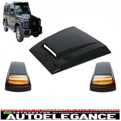 bonnet air intake bonnet air intake with dynamic sequential led direction lights suitable for mercedes g class w463 (1989-2017) c197 obsidian black abs