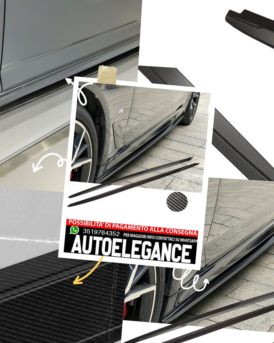 Minigonne laterali adatto per BMW Serie 5 G30 Sport look carbonio