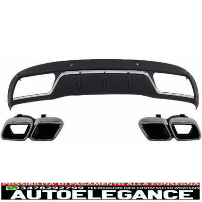 pacchetto diffusore posteriore con terminali di scarico adatto per mercedes classe c w205 s205 standard (2014-2018) design c63