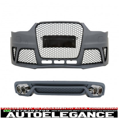 paraurti anteriore con diffusore posteriore e terminali di scarico adatti per audi a4 b8 berlina facelift (2012-2015) design rs4