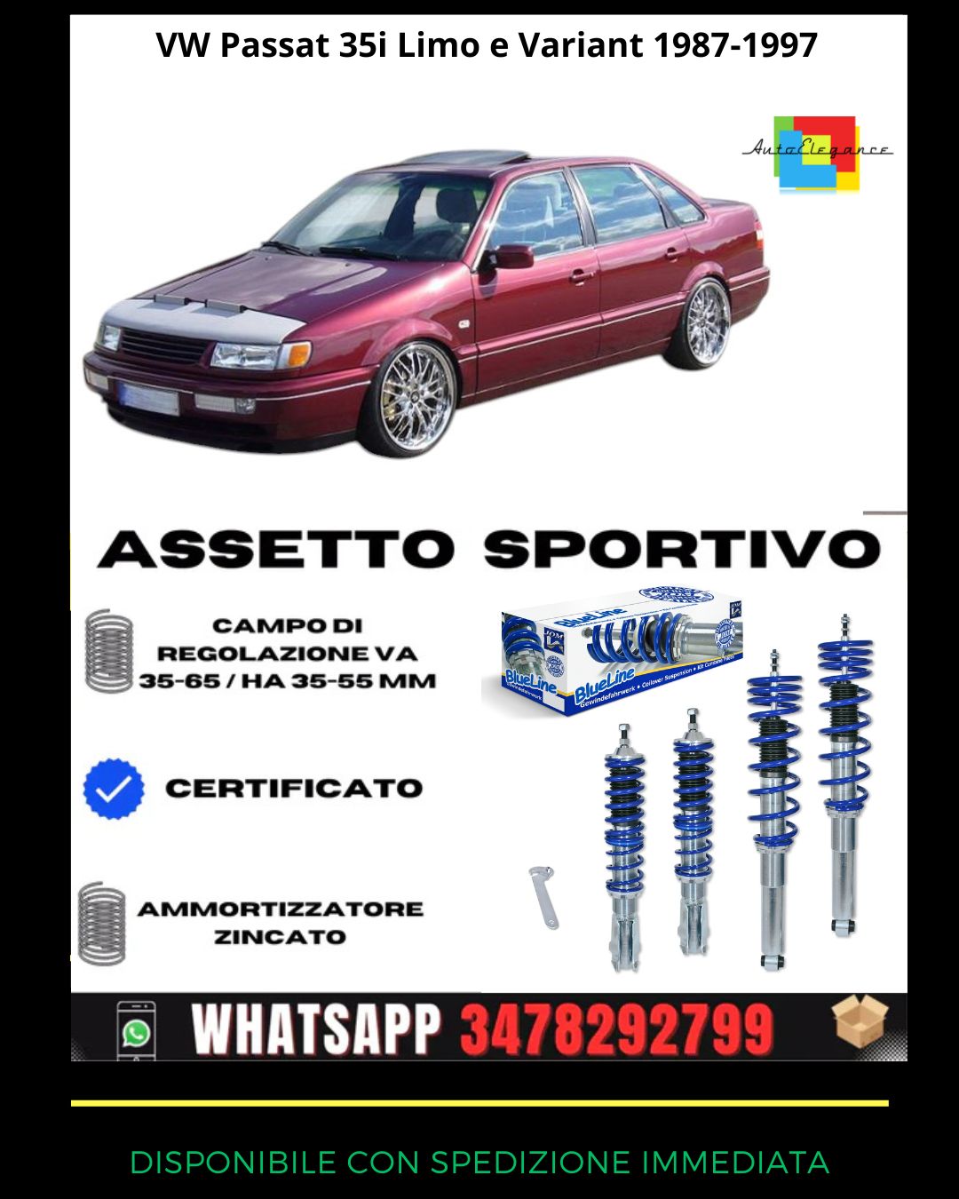 🔥Assetto sportivo PER VW Passat 35i Limo e Variant 1987-1997🔥