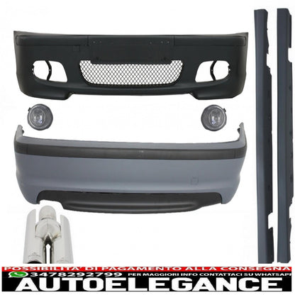 kit carrozzeria adatto per bmw serie 3 e46 4d berlina (1998-2004) design m-technik con terminali di scarico