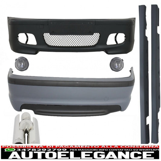 kit carrozzeria adatto per bmw serie 3 e46 4d berlina (1998-2004) design m-technik con terminali di scarico