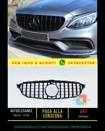 🔥GRIGLIA NERO LUCIDO adatta PER Mercedes C class W205 2015-2017🔥