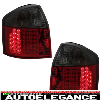 led rear lights suitable for audi a4 b6 8e sedan (10.2000-10.2004) smoke red