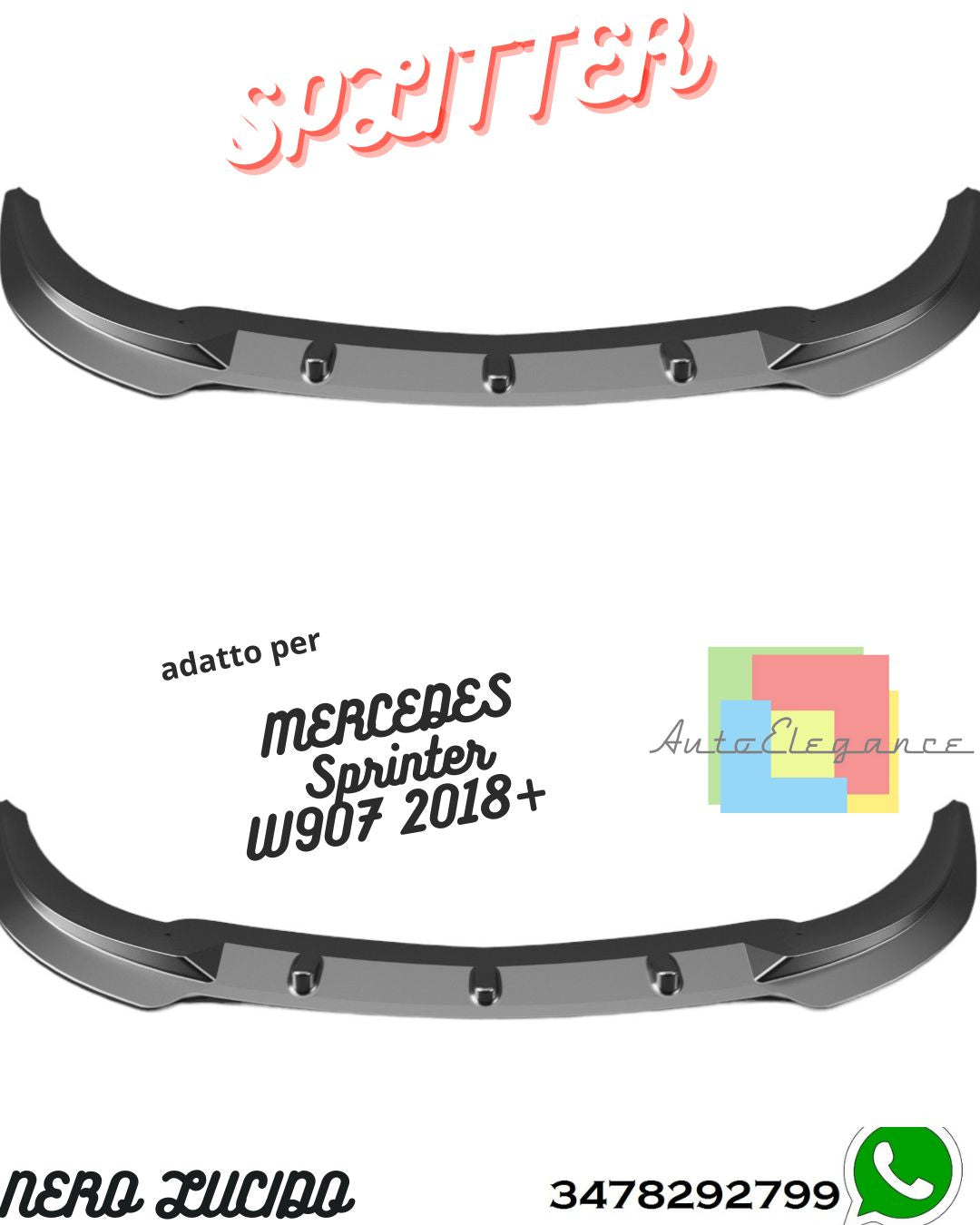 Splitter Anteriore MERCEDES Sprinter W907 2018+ Versione 2 Con ABE TÜV