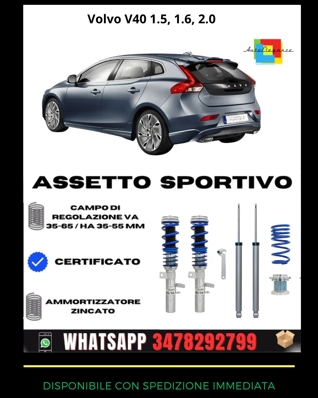 🔥Assetto sportivo ADATTO per Volvo V40 1.5, 1.6, 2.0 2012+🔥