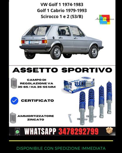 🔥Assetto sportivo per VW Golf 1 1974-1983 ,Cabrio,Scirocco 1 e 2 (53/B)🔥