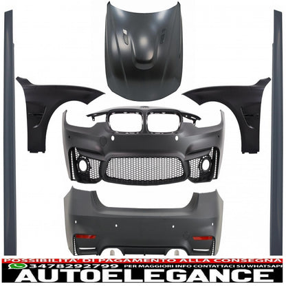 body kit suitable for bmw 3 series f30 (2011-2019) evo ii m3 cs design with black front fenders and carbon bonnet and muffler tips