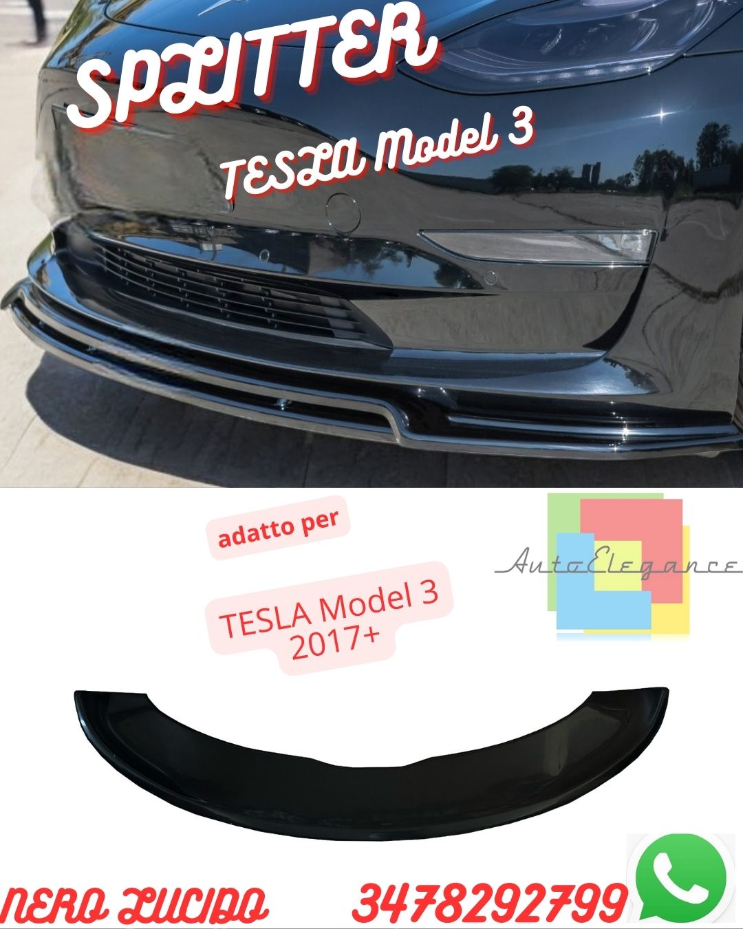 SPLITTER adatto PER⭐TESLA Model 3 2017+⭐