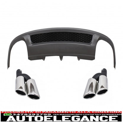 Diffusore d'aria con mantovana per paraurti posteriore adatto per audi a4 b8 facelift limousine/avant (2012-2015) con terminali di scarico terminali di scarico solo design s-line paraurti standard
