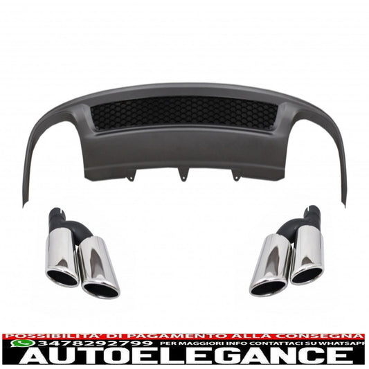 Diffusore d'aria con mantovana per paraurti posteriore adatto per audi a4 b8 facelift limousine/avant (2012-2015) con terminali di scarico terminali di scarico solo design s-line paraurti standard
