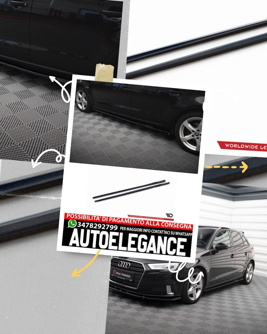 MINIGONNE LATERALI ADATTE COMPATIBILI PER AUDI A3 SPORTBACK 8V FACELIFT