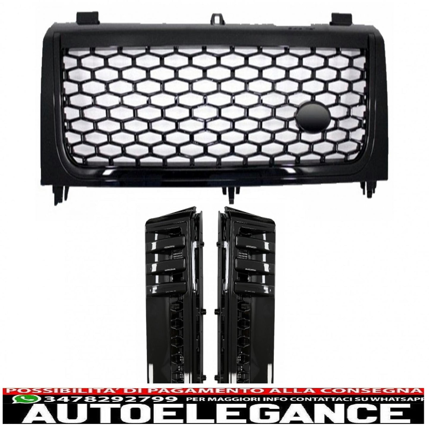 centre grille and side vents assembly suitable for land rover vogue iii l322 (2002-2005) all black autobiography supercharged edition