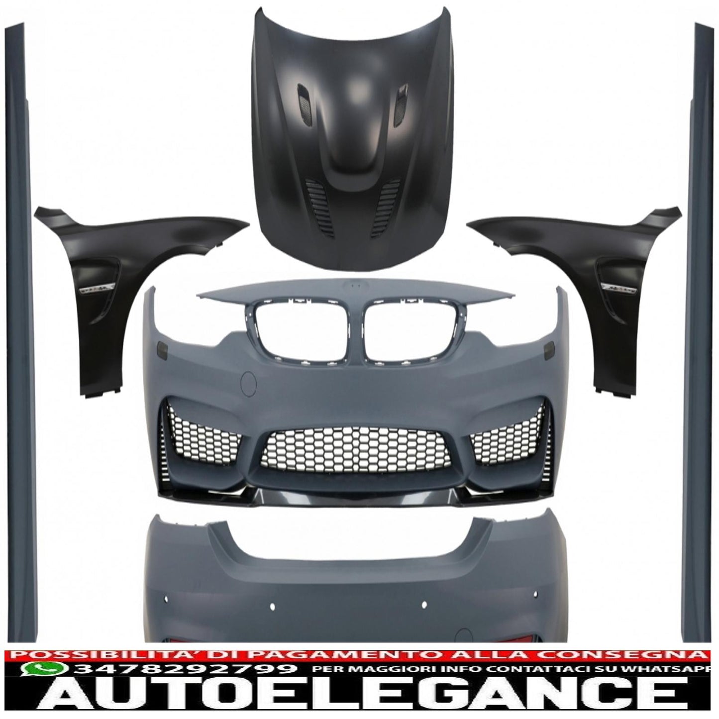 kit carrozzeria completo adatto per bmw serie 4 f32 f33 (2013-02.2017) design m4 con cofano motore e parafanghi anteriori