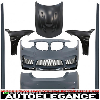 kit carrozzeria completo adatto per bmw serie 4 f32 f33 (2013-02.2017) design m4 con cofano motore e parafanghi anteriori