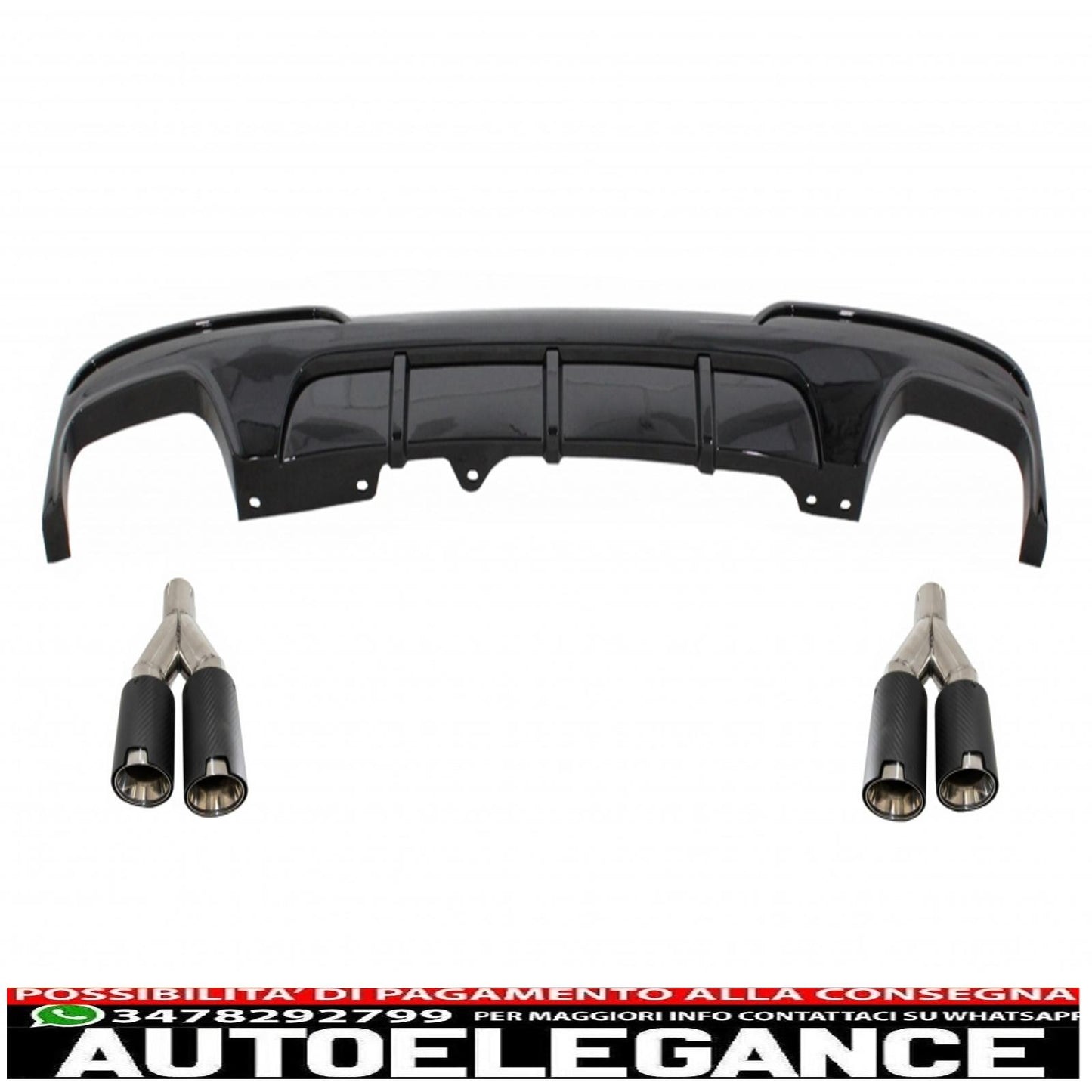 diffusore d'aria a doppia uscita con terminali di scarico dual twin adatto per bmw serie 5 f10 f11 (2011-2017) design m-performance