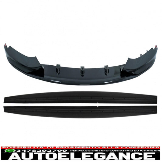 Labbro spoiler paraurti anteriore adatto per BMW Serie 4 F32 F33 F36 Coupe Cabrio Grand Coupe (2013-03.2019) con minigonne laterali estensioni labbra aggiuntive m-performance nero