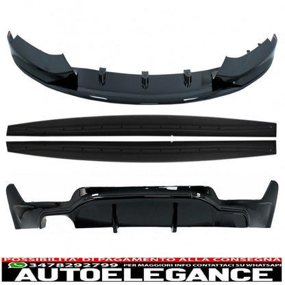 Labbro spoiler paraurti anteriore adatto per BMW Serie 4 F32 F33 F36 Coupe Cabrio Grand Coupe (2013-03.2019) con minigonne laterali, estensioni labbra aggiuntive e diffusore paraurti posteriore m-performance