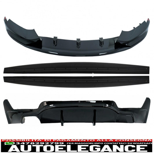 Labbro spoiler paraurti anteriore adatto per BMW Serie 4 F32 F33 F36 Coupe Cabrio Grand Coupe (2013-03.2019) con minigonne laterali, estensioni labbra aggiuntive e diffusore paraurti posteriore m-performance