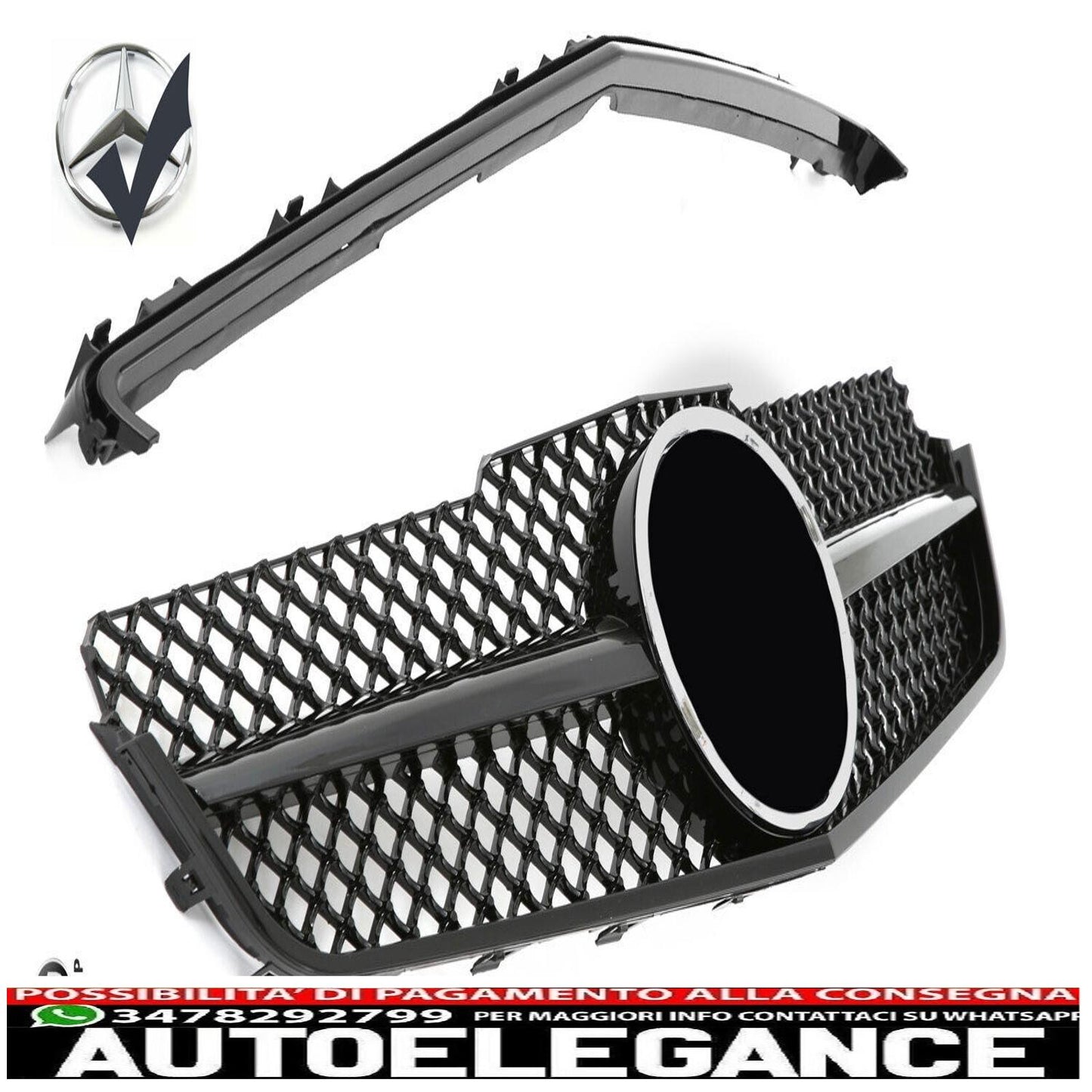 Griglia del radiatore sportiva per Mercedes W207 coupé decappottabile nero lucido