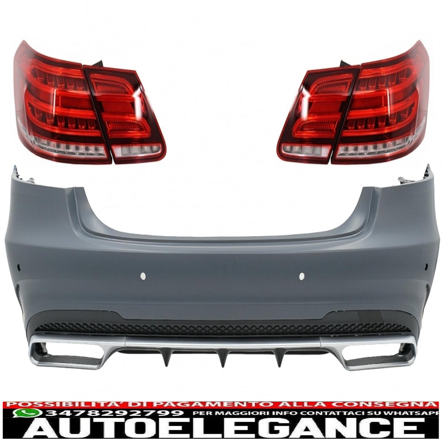Rear bumper with LED light bar suitable for mercedes e class w212 (2009-2012) restyling e63 design