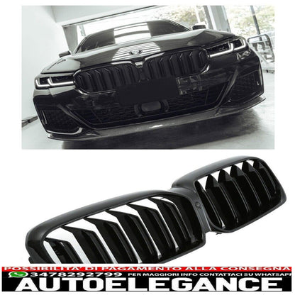 For BMW 5 Series G30 G31 LCI Sport Radiator Grille Double Bar Gloss Black
