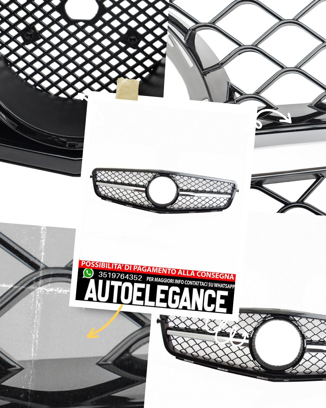 Griglia GT Panamericana adatta per Mercedes Classe C W204 S204 Sport cromata
