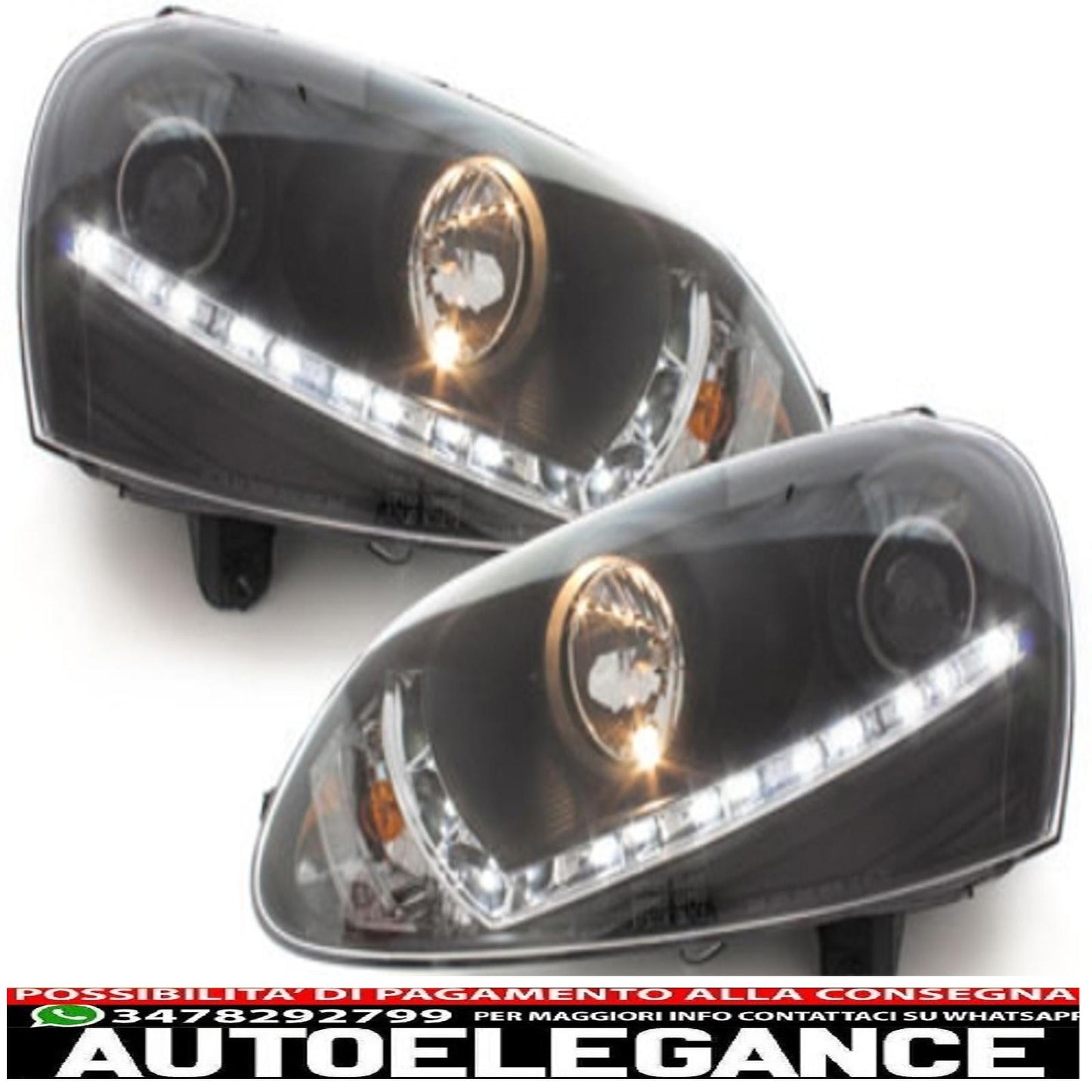 dayline headlights suitable for vw golf v 03-09_drl optic_hid_black 