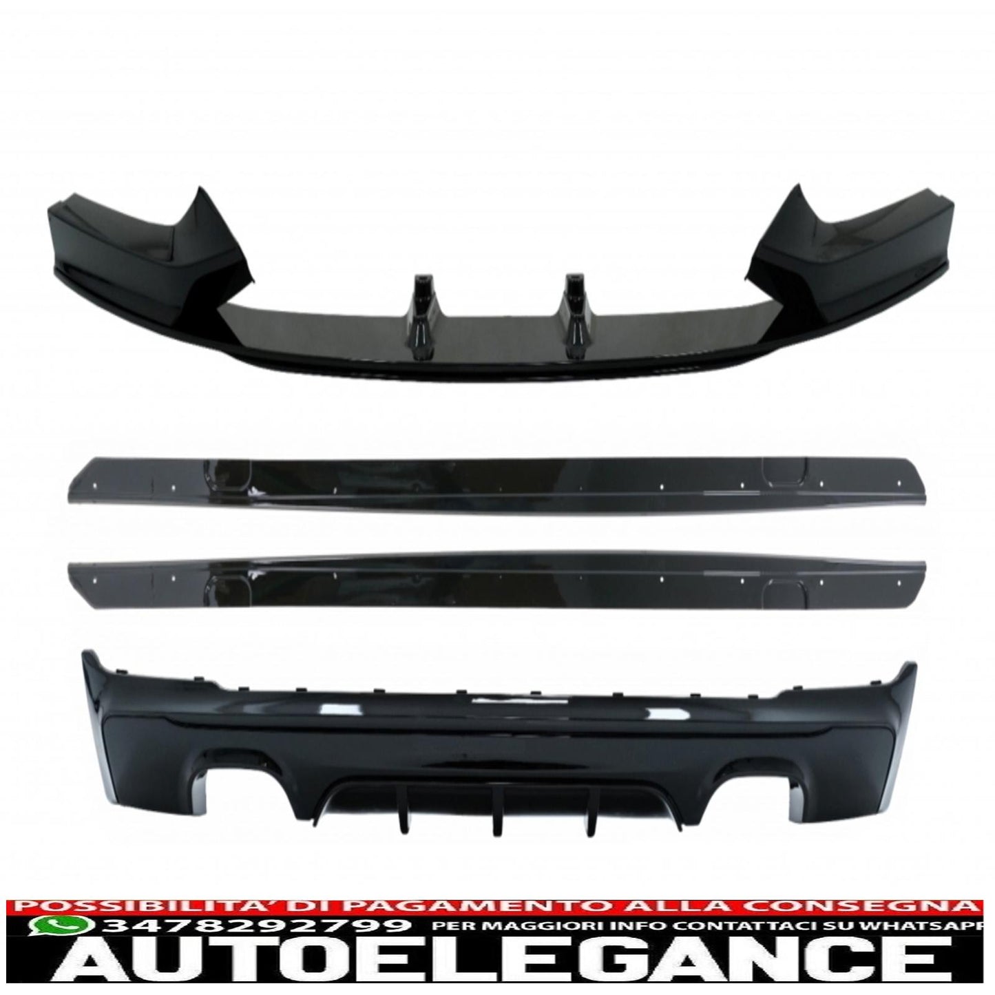 diffusore posteriore doppia uscita con spoiler anteriore e minigonne laterali estensioni aggiuntive del labbro adatte per bmw serie 2 f22 f23 (2013-) m performance design nero pianoforte