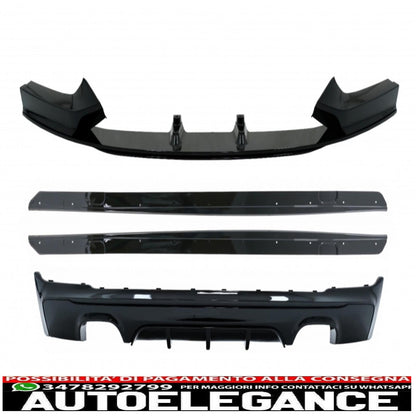 diffusore posteriore doppia uscita con spoiler anteriore e minigonne laterali estensioni aggiuntive del labbro adatte per bmw serie 2 f22 f23 (2013-) m performance design nero pianoforte