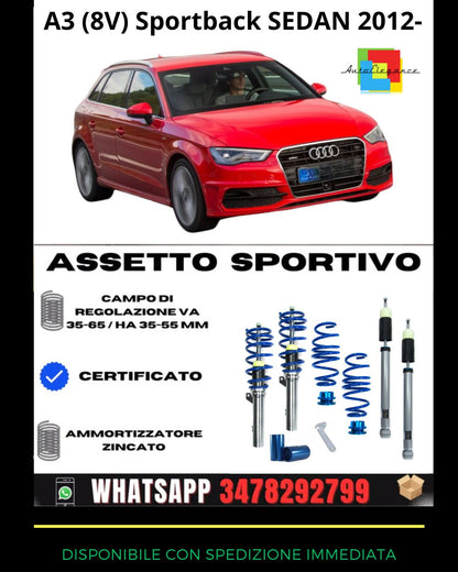 🔥Assetto sportivo ADATTO PER A3 (8V) Sportback e Berlina 1.6-2.0 TDI 2012+🔥