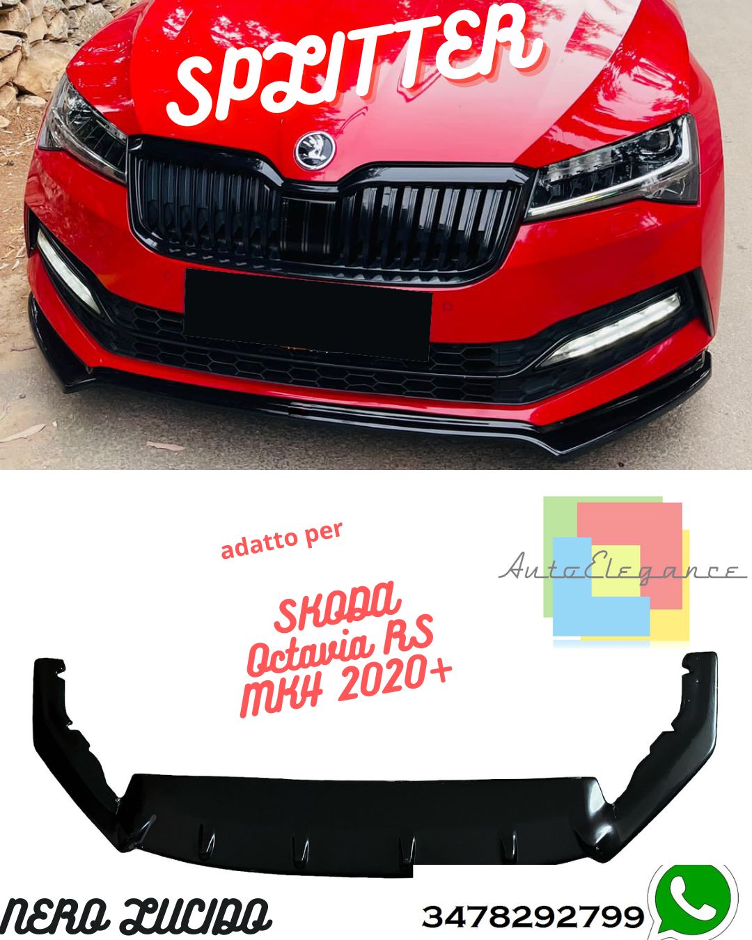 Splitter Anteriore SKODA Octavia RS MK4 2020+ Con ABE TÜV