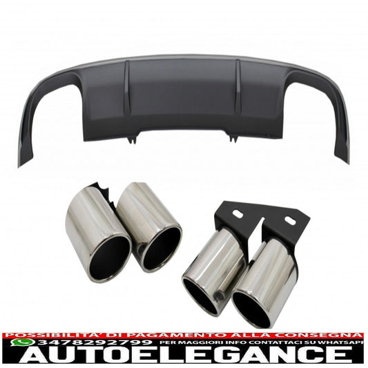 Diffusore mantovana per paraurti posteriore adatto per audi a4 b9 8w berlina/avant (2016-2018) con terminali di scarico e terminali di scarico design s4 per edizione standard grigio
