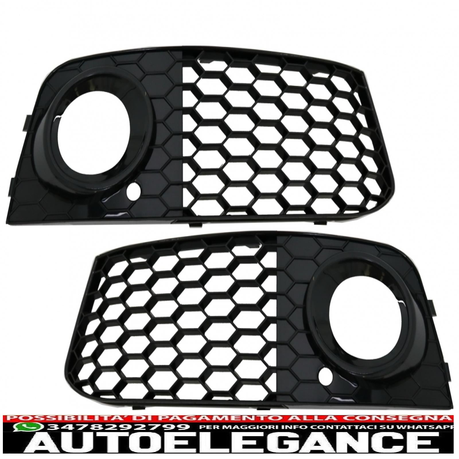 Copri fendinebbia griglie laterali adatte per audi a4 b8 8k (2007-2011) rs4 look edizione nero lucido AUTOELEGANCERICAMBI