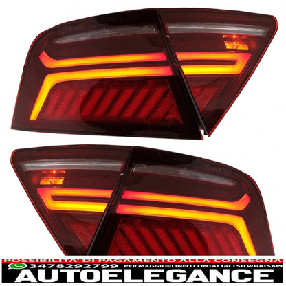 rear lights with led light bar suitable for audi a7 4g (2010-2014) restyling design cherry red smoke