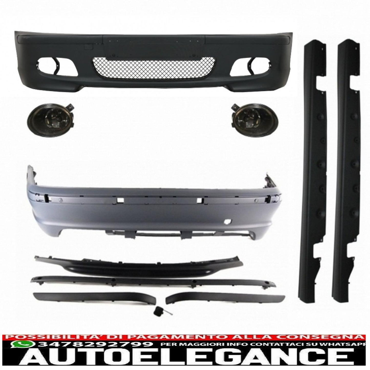 body kit with smoked fog lights suitable for bmw e46 sedan (1998-2004) model m-technik m-tech m-sport 